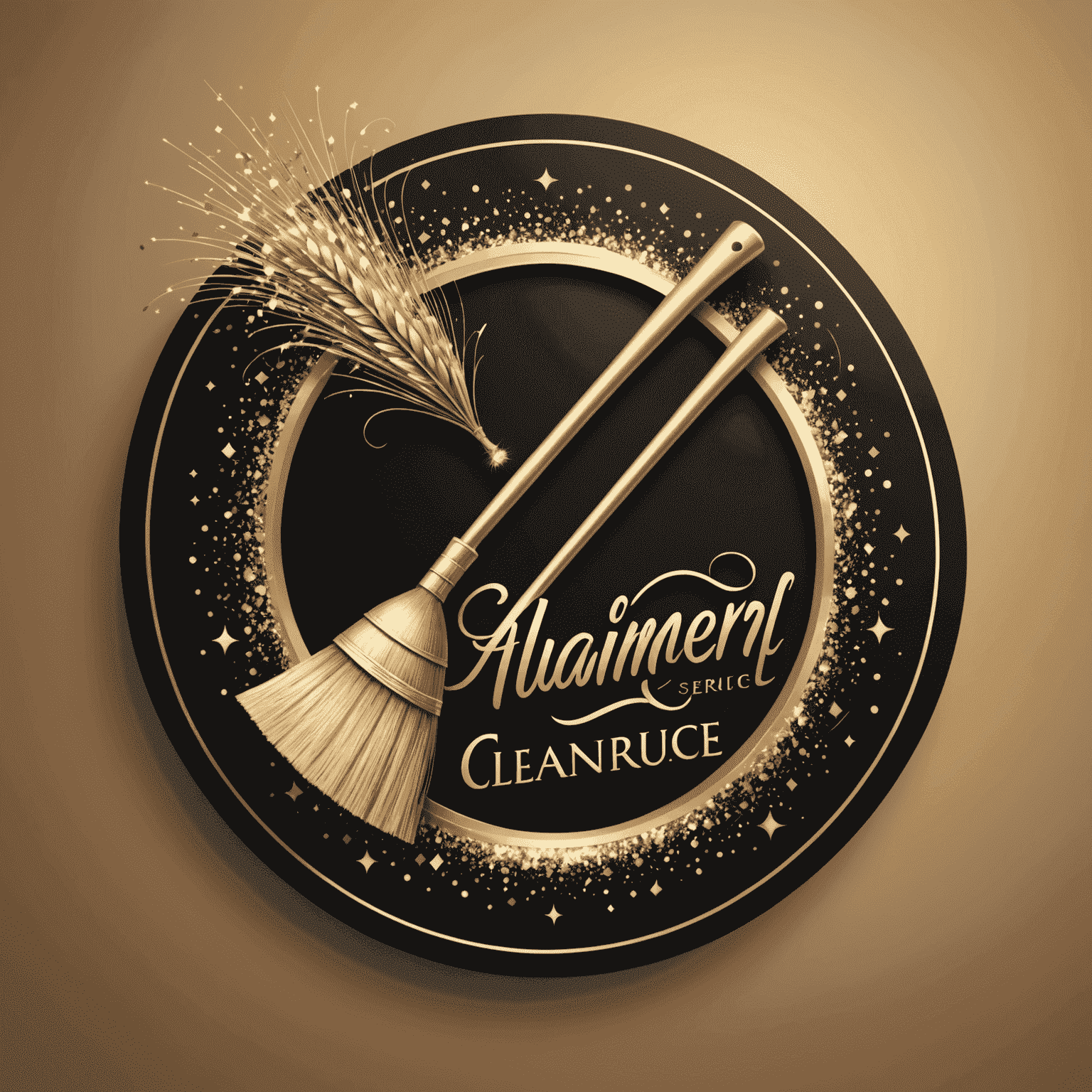 Glameroli Cleaning Service Logo featuring a stylized broom and sparkle