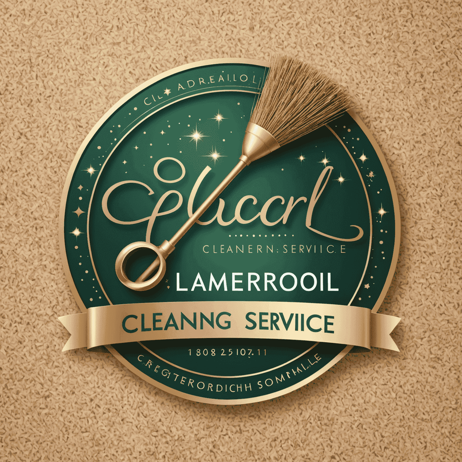 Glameroli Cleaning Service Logo featuring a stylized broom and sparkle
