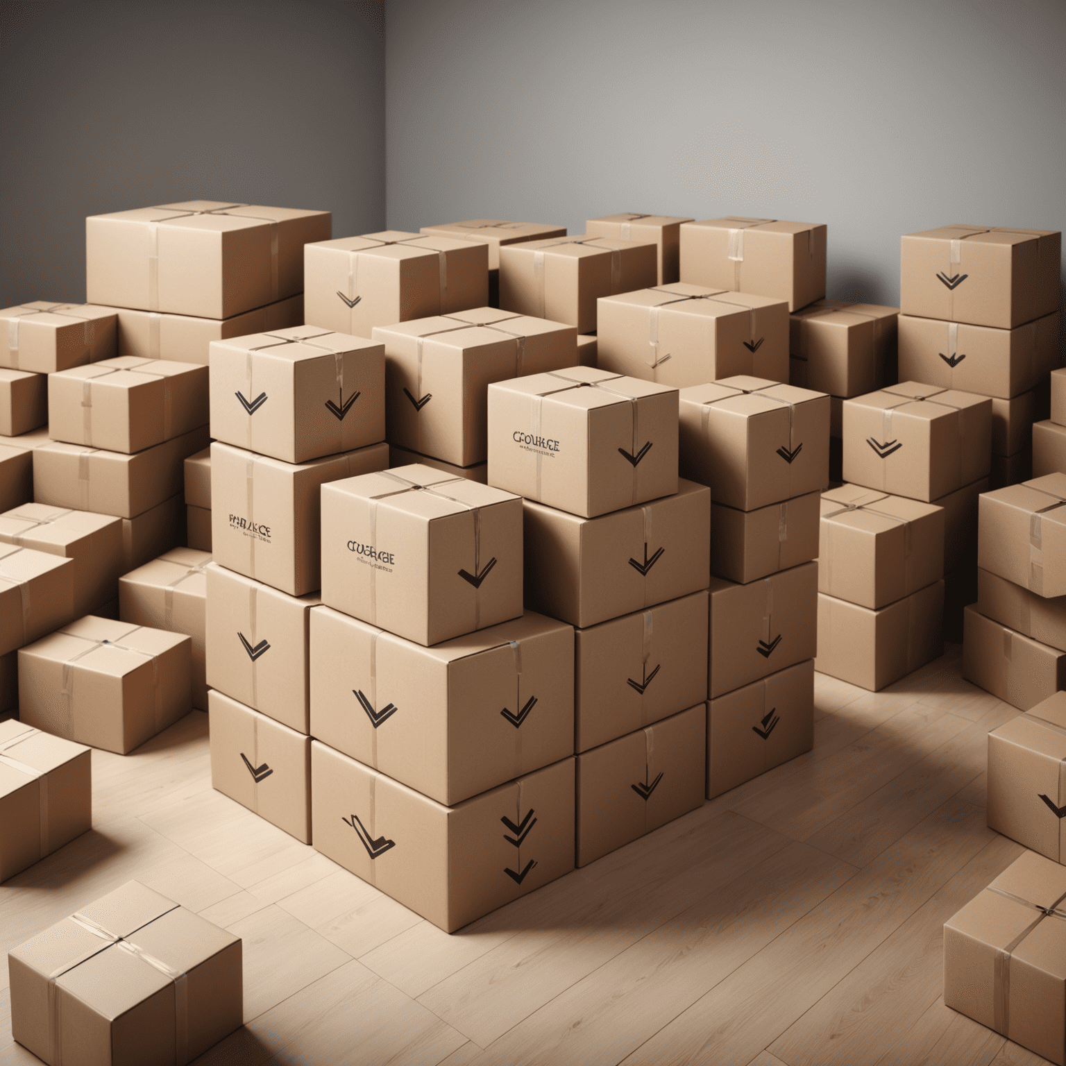 Multiple small packages merging into one large box, with arrows pointing inward, illustrating the concept of package consolidation